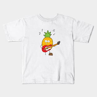 funny pineapple playing guitar Kids T-Shirt